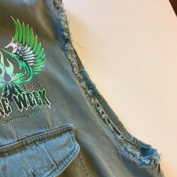 VTG Biker Design Sleeveless Shirt Mens XL Green 2005 Bike Week Daytona Beach FL - Picture 5 of 8